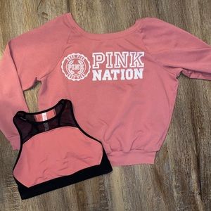 PINK Sweatshirt & Sports Bra set
